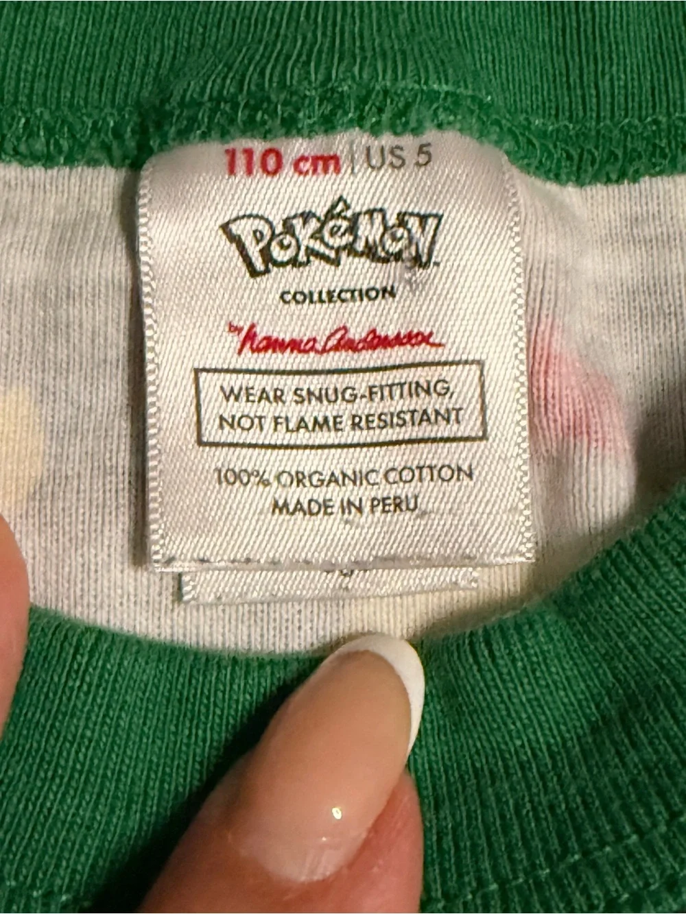 Hannah Andersson Pokémon Pikachu Christmas Pajamas Size 5 Holiday Organic Cotton
